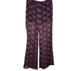 Pins & Needles Black & Pink Floral Wide Leg Pants L